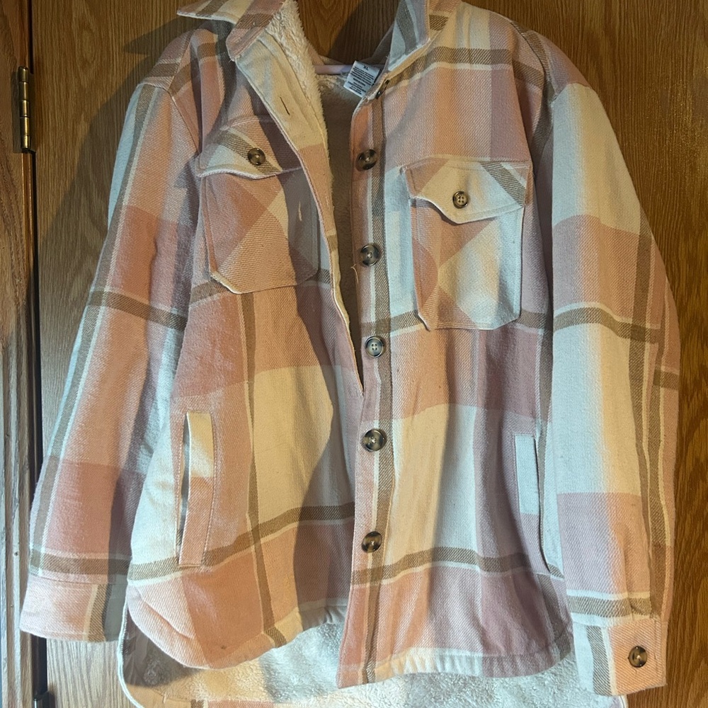 Plaid Button Down Shirt in Pink and Cream